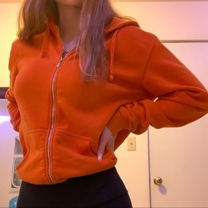 Orange zip up sweatshirt